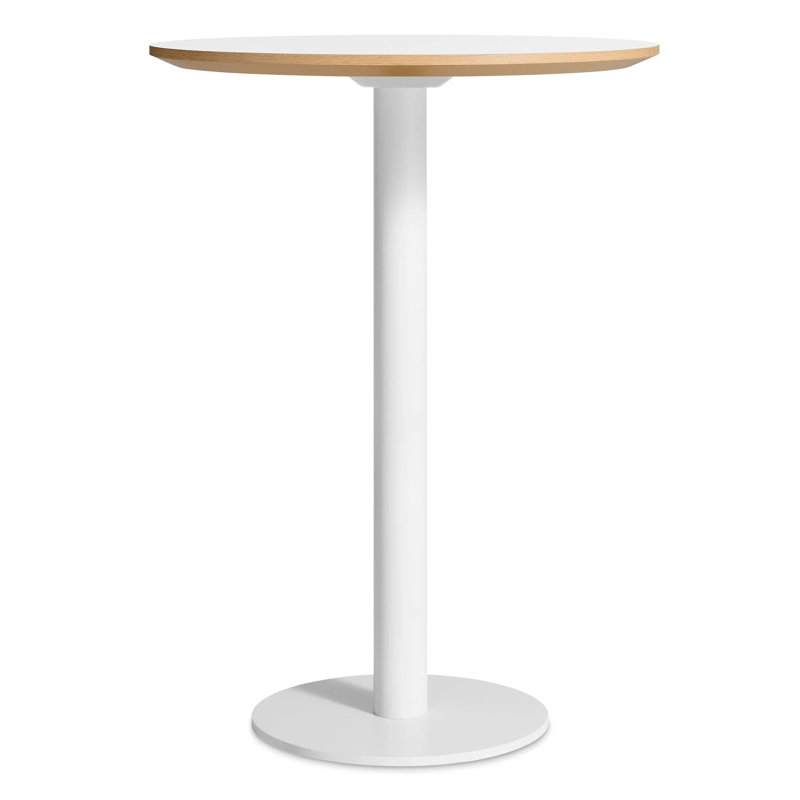 Easy Round Dining Table, Matte Black, 40" H x 30" W x 30" L, White Laminate