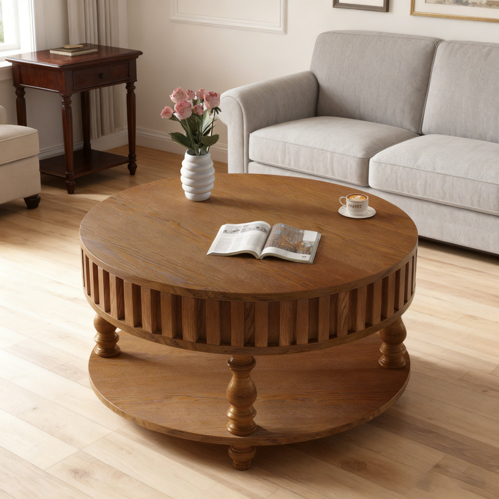 Latitude Run® Mid Century Modern Fluted Coffee Table With Storage, Flip ...