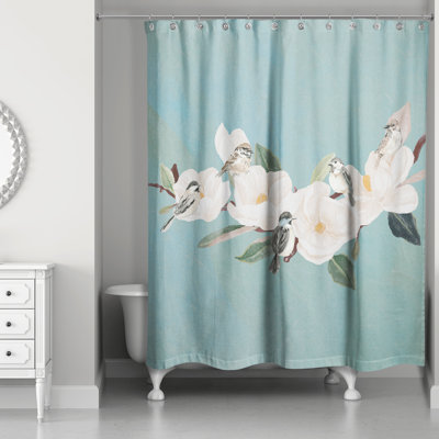 Rideau de douche oiseaux et magnolias