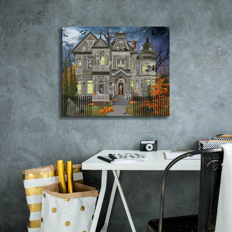 «Halloween House» par Bigelow, illustrations sur toile, H 20 po x l 24 po x P 0,75 po