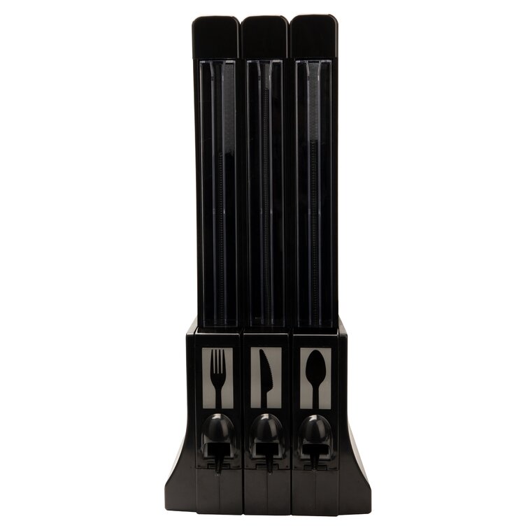 Mind Reader Metal Utensil Caddy, Silverware Organizer, Cutlery Holder, 3-Section, Black