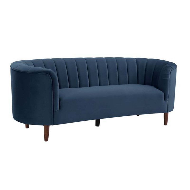 Canapé Yasha, Velours bleu, H 32 po x l 81 po x P 33 po