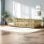 Lits simples compacts en bois d'hévéa, conception de plancher moderne avec caractéristiques de sécurité pour la famille