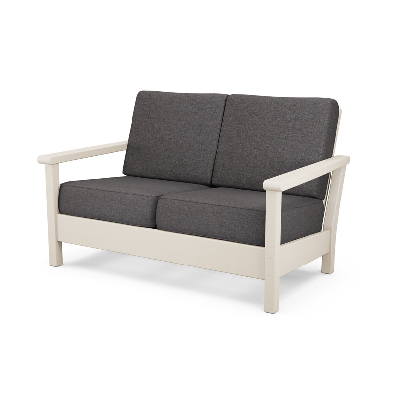 Causeuse d'extérieur 52,25 po avec coussins Harbor, Gris anthracite cendré, Sable