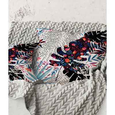 Carré, patchwork floral tropical I - Coussin décoratif imprimé tropical