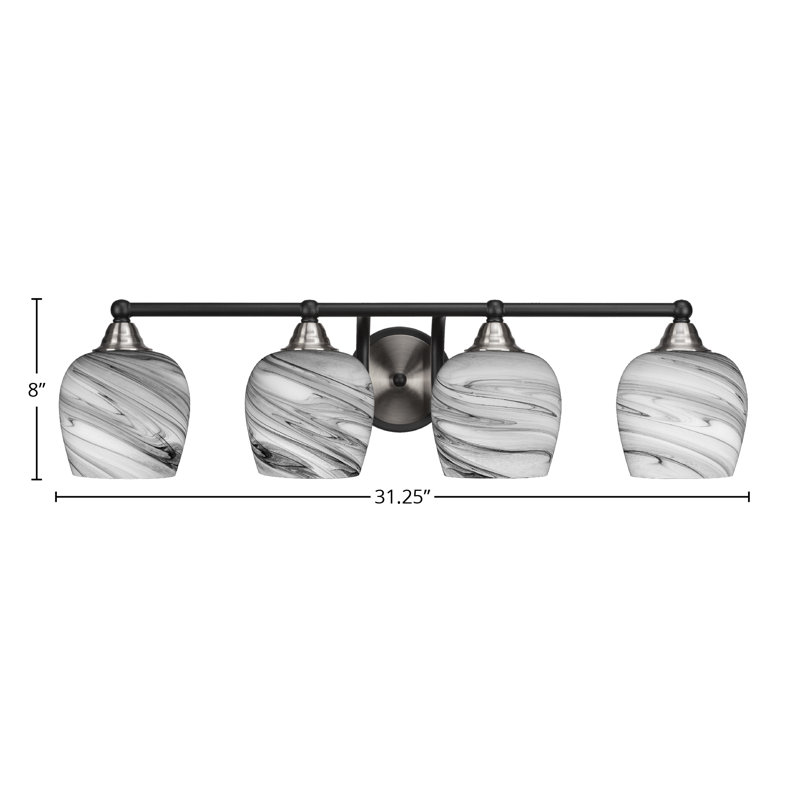 Michell 4-Light Bath Bar, Matte Black/Brushed Nickel