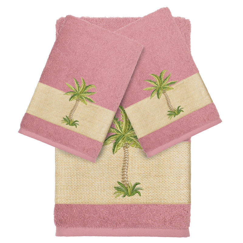 Ensemble de serviettes 3 pièces 100% coton turc Colton, Thé rose