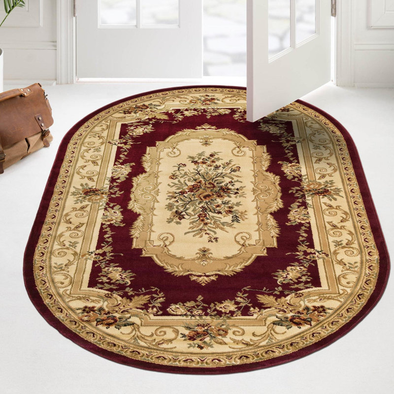 Debora Burgundy Area Rug, Burgundy, Oval 4'1" x 6'1"