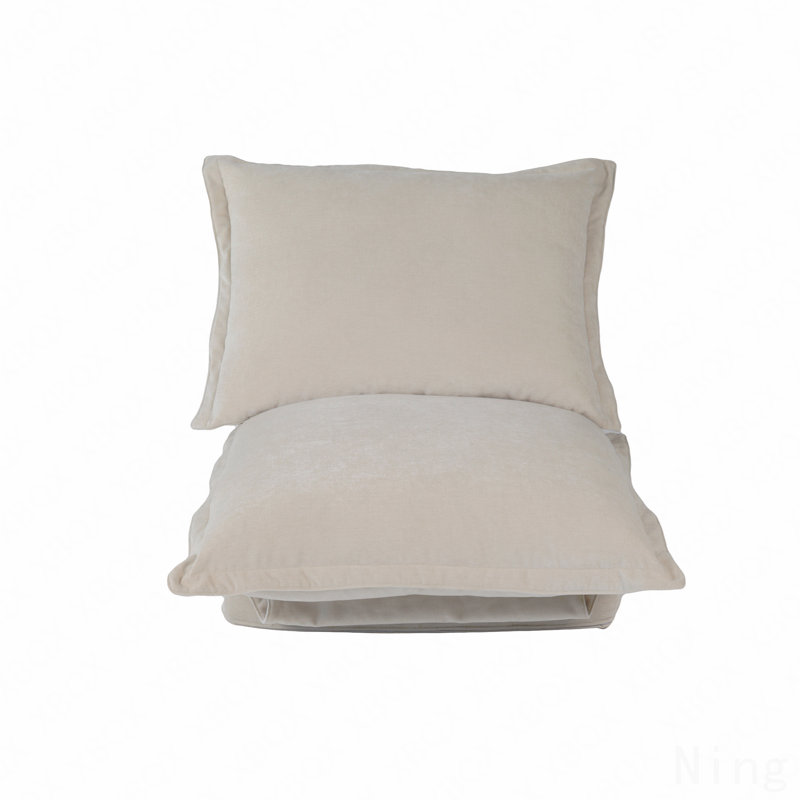 Convertible Flip Chair: Floor Sofabed With Adjustable Backrest Andpillows-Beige, Beige Fabric