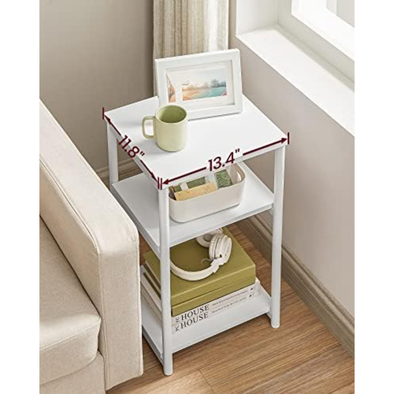 Table d'appoint, petite table de chevet pour salon, table de nuit haute et moderne, pour chambre, bureau ou salle de bain, structure en acier, blanc nuage