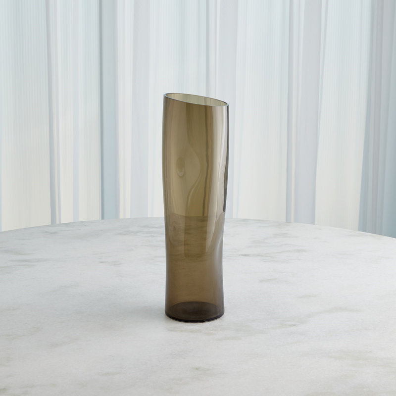 Dimple Handcrafted Glass Table Vase, 17.25" H x 5" W x 5.5" D, Brown