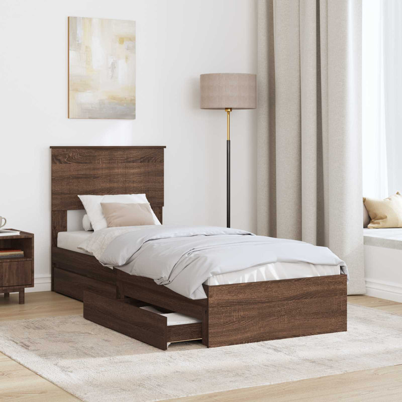Bed, Brown Oak, Small Single (2'6)