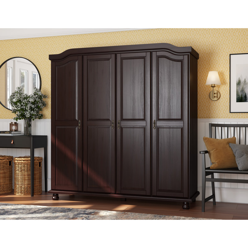 Armoire penderie 100% bois massif 4 portes Kyle, Java