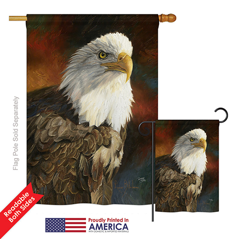 Portrait d’un eagle en polyester de 2 côtés 40 x 28 po eagle nature sauvage ensemble de drapeau