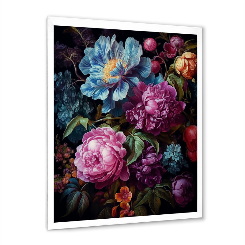 Jardin radieux des trésors de pivoines, Cadre photo blanc, H 32 po x l 16 po x P 1 po