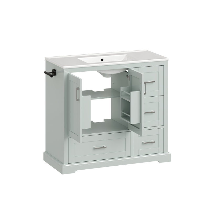 Meuble-lavabo de salle de bain avec lavabo en céramique