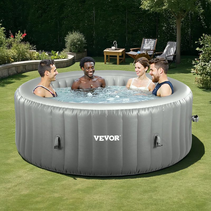 Inflatable Hot Tub 4 to 6 Person 81.9 x 26in Round Portable Outdoor Spa 130 Jets
