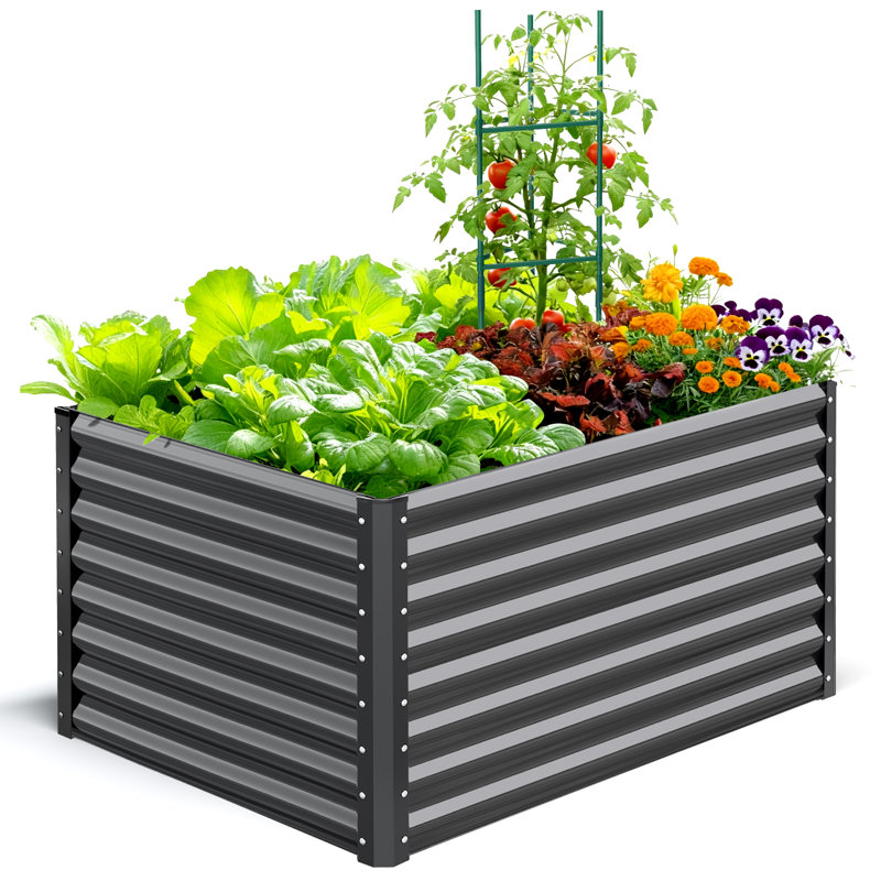 Metal Raised Garden Bed, 120x90x62cm