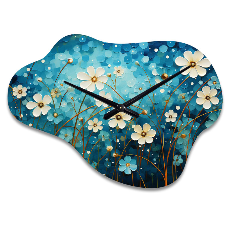 «Turquoise Tranquillity», impression d'horloge murale en métal, Grand