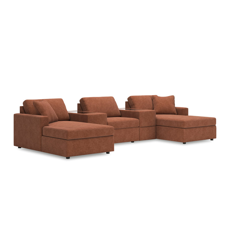 Canapé modulaire 5 pièces Chobanyan, Polyester brun