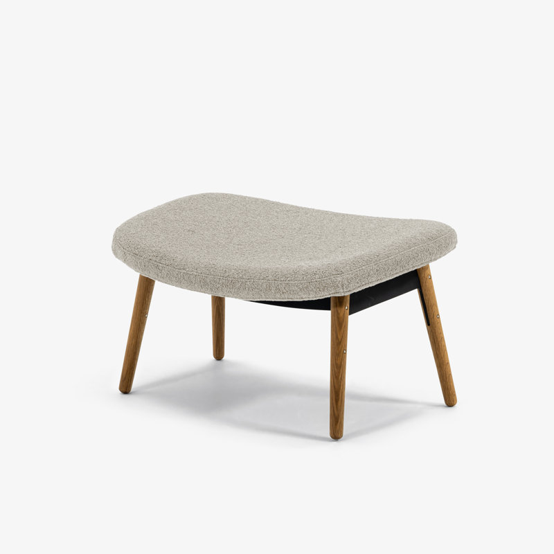 Ella Ottoman, Chalk Rayon/Viscose, Oak
