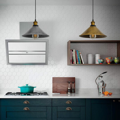 Industrial Mini Pendant Light Metal Cone Shade E26 Base Adjustable Hanging Ceiling Lamp Vintage Farmhouse Lighting Fixture for Kitchen Island Dining Room Bedroom