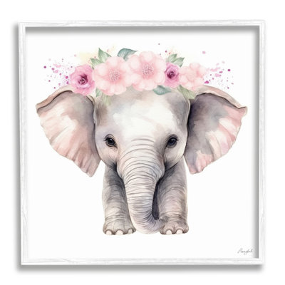 " Pink Floral Elephant " by Roozbeh