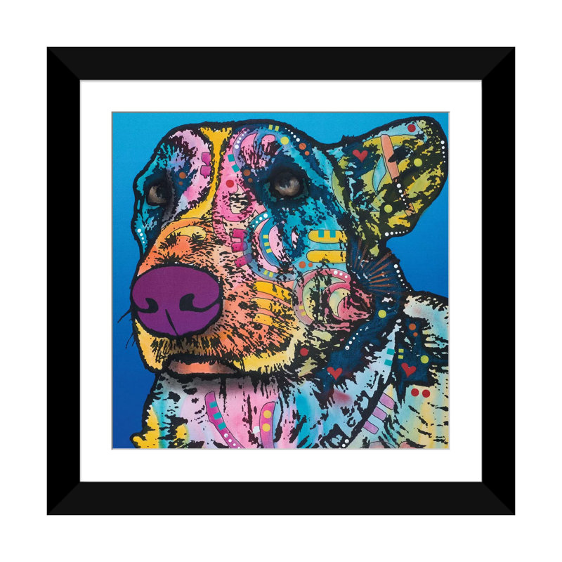 « walter », impression sur toile, H 16 po x l 16 po x P 1 po, Papier d'art encadré noir, Blanc