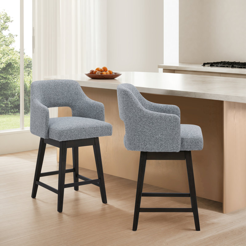 Bethine Swivel 26'' Counter Stool, Gray