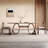 Brown Rectangular Sintered Stone + Solid wood Curved Dining Table Dining Table-331531753