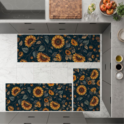 Tapis de cuisine tournesol antidérapant lavable
