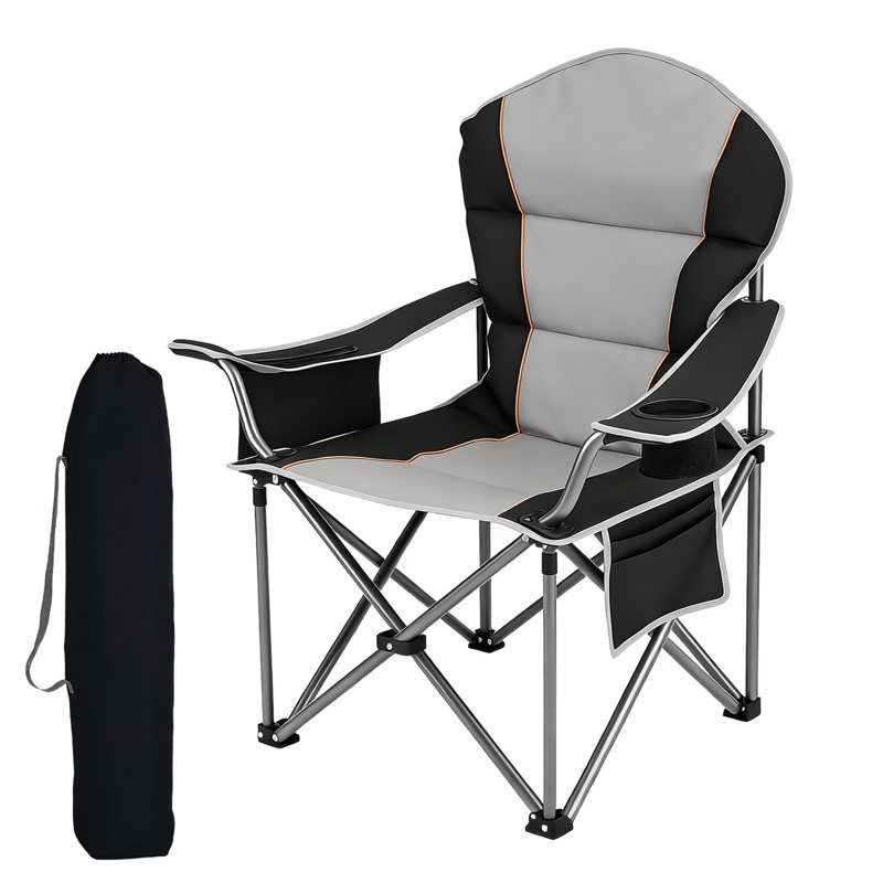 Chaise pliante en tissu, Noir / gris