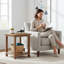 Table de bout en bois brun vieilli avec tablette de rangement | Idée de cadeau-898097466