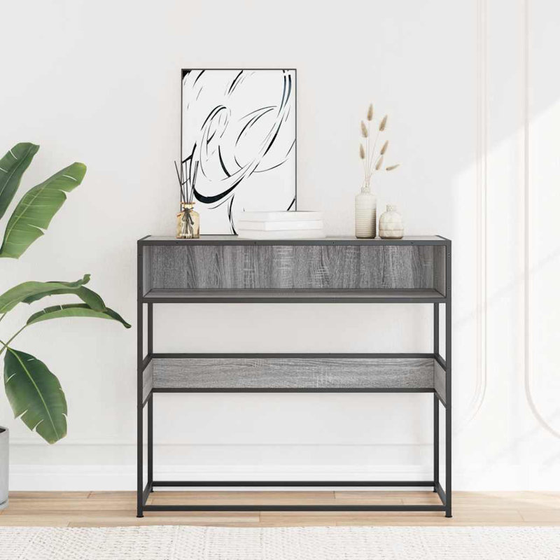 Console Table Black 90X35x80 Cm Engineered Wood, Grey Sonoma