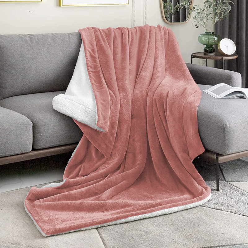 Formaran Sherpa Fleece Fur Thick Reversible Blanket Throw, W150 x L200cm, Pink