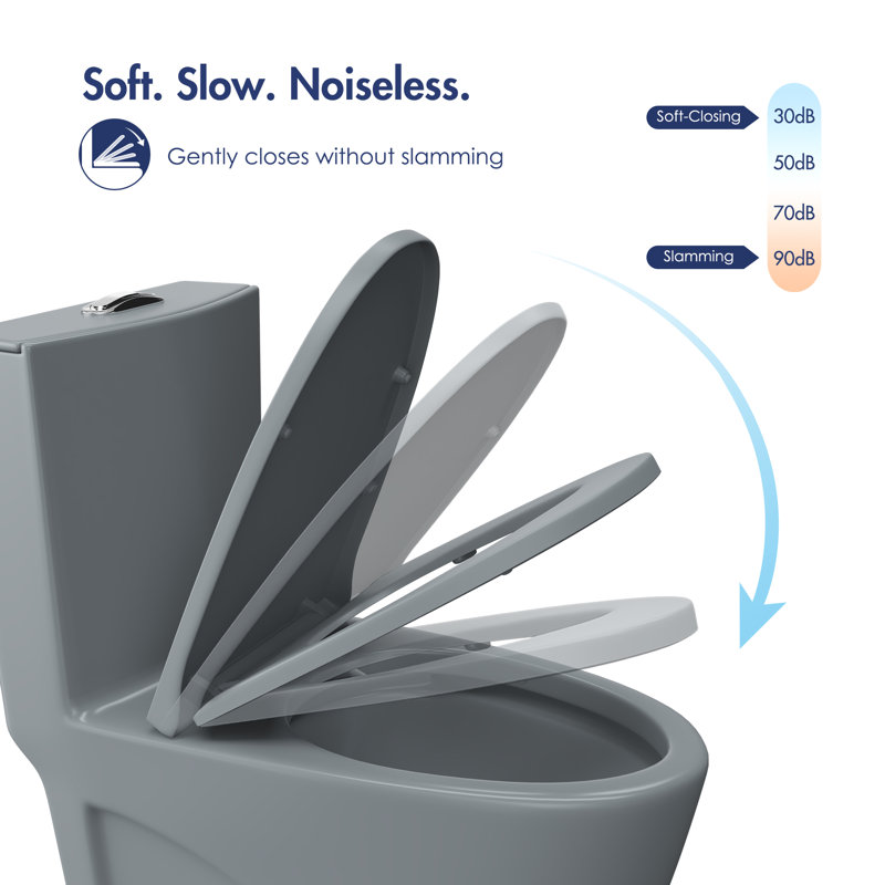 Siège de toilette allongé Reno, fermeture en douceur et dégagement rapide, Gris anthracite