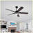 52 Inch Ceiling Fan with Light and Remote Control, 5 Solid Wood Blade