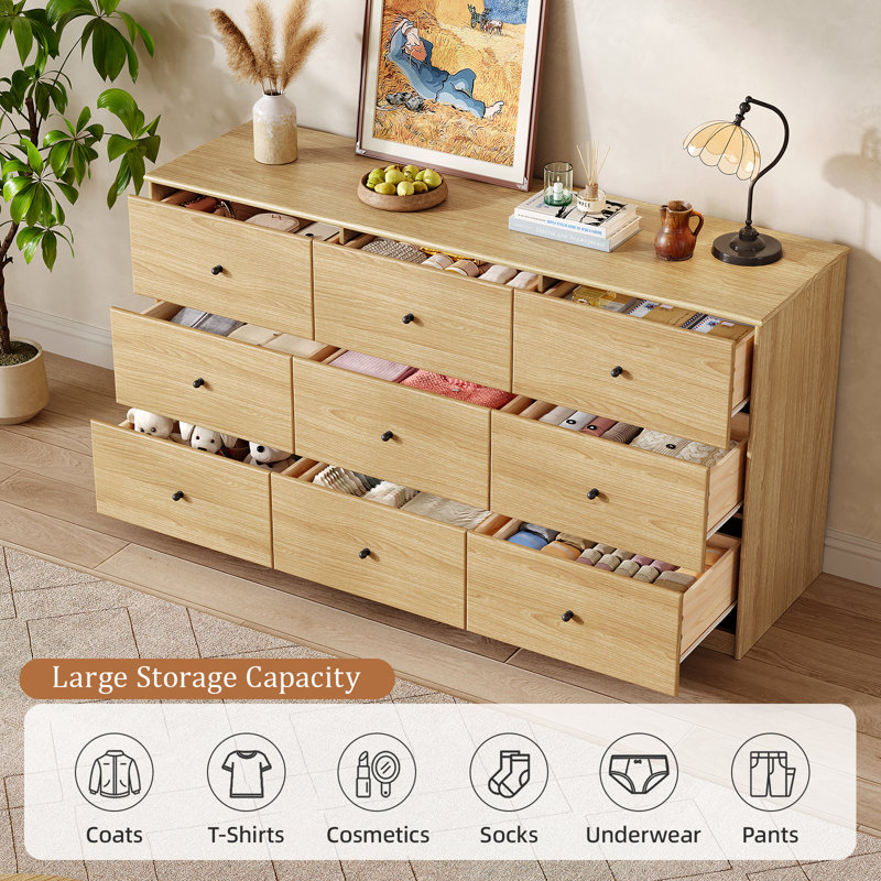 Commode 9 tiroirs Pilou, Natural