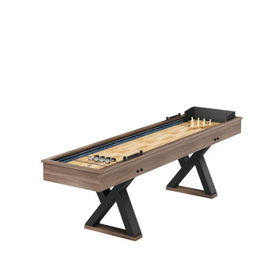 Table de jeu de palets 9 pi, jeu de palets 2-en-1 et jeu de quilles avec rail d'éclairage à DEL, style moderne pour la maison et la salle de jeux