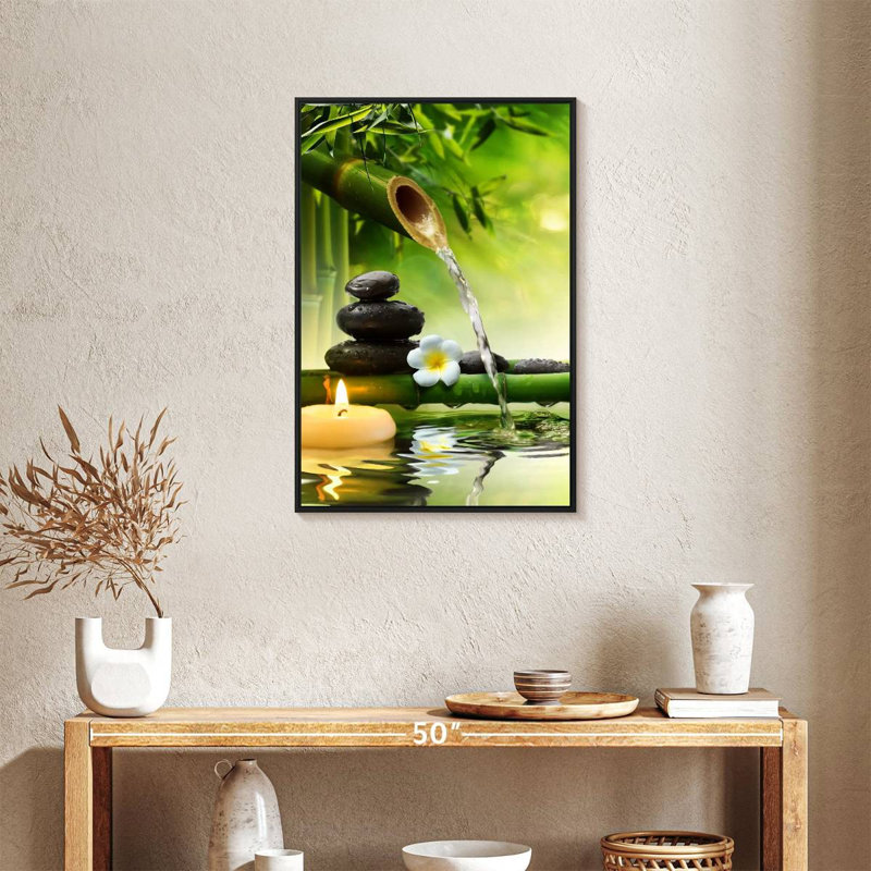 Débit d'eau en bambou, Cadre flottant noir, 21 po x 31 po
