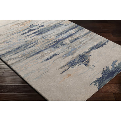 Bartel Abstract Hand-Tufted Navy/Beige Area Rug