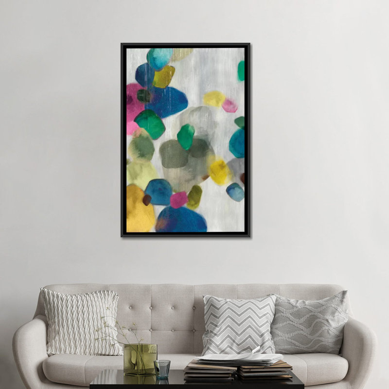 «Shadow Pebbles I», impression sur toile, H 60 po x l 40po x P 1,5 po, Toile avec cadre noir, Pas de tapis