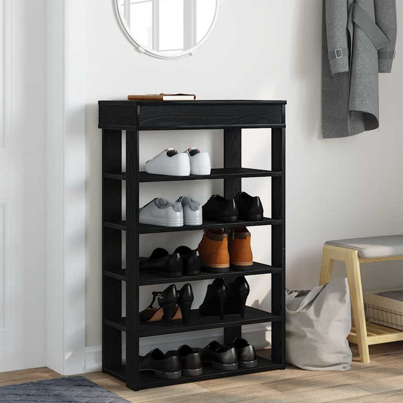 Shoe Rack 80X30x98 Cm Engineered Wood, Black, 98cm H x 80cm W x 30cm D