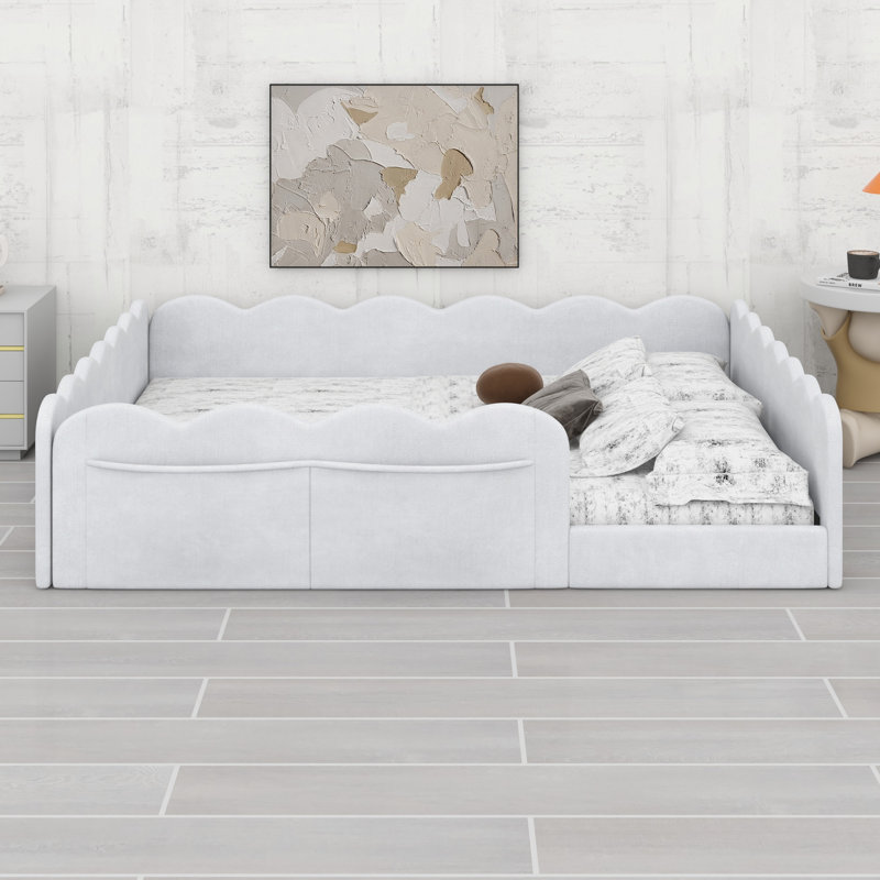 Lit simple rembourré pour petites chambres, Blanc