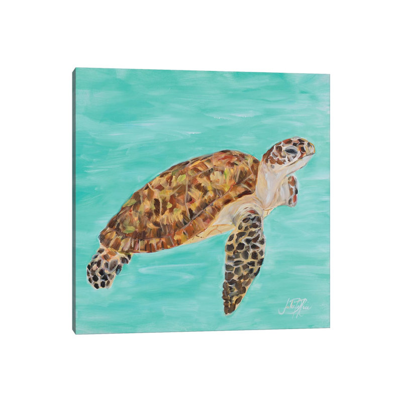 Sea Turtle I by Julie Derice - Wrapped Canvas Gallery-Wrapped Canvas Giclée, 45.72 cm H x 45.72 cm W