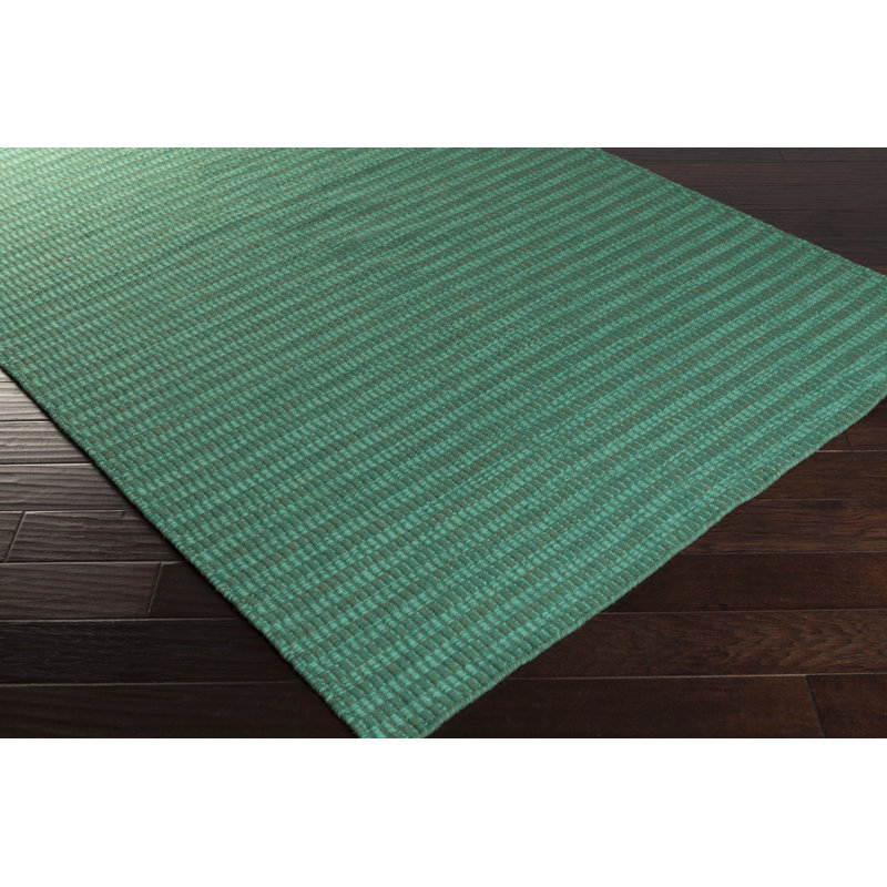 Tapis vert en laine tissé à la main Walton, Rectangle 8 pi x 11 pi