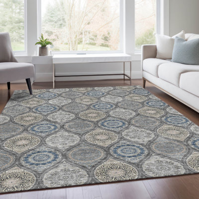 Tapis gris Prisco lavable à la machine de qualité supérieure