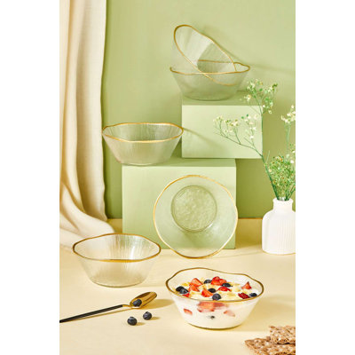 Elegant Glass Bowl Set (6 Pieces), Transparent Color, 6.0 inches | 100% Durable Glass | Perfect for Serving, Mixing, and Displaying | Ideal for Home, Kitchen, and Entertaining, Stylish and Versatile Design