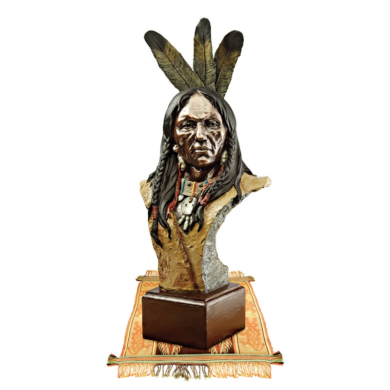 Hand-Painted Resin Native American Chief Bust Sculpture