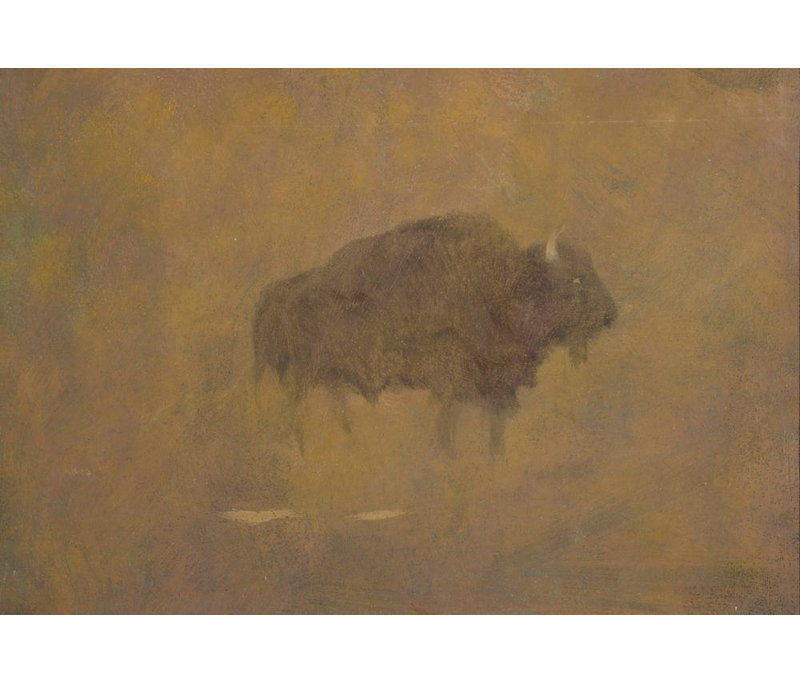 «Buffalo in a Sandstorm» par Albert Bierstadt - Art mural sur toile tendue avec châssis, H 28 po x l 40 po